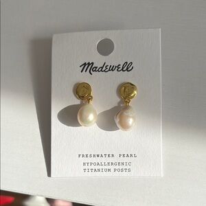 Madewell Gold Pearl Drop Earrings